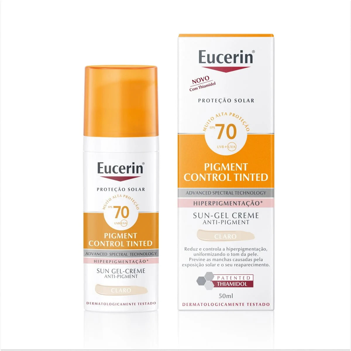 Protetor Solar Eucerin Sun Pigment Control Gel Creme FPS 70 Claro