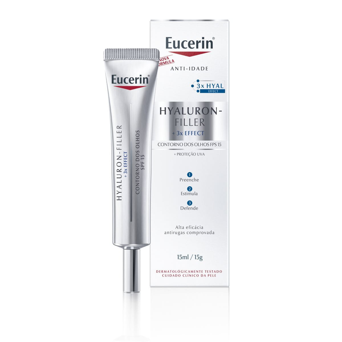 Eucerin Hyaluron-Filler 3x Effect Creme Olhos Antirrugas FPS 15 15ml